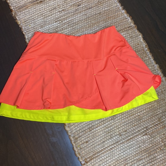 Lucky in Love neon Tangerine & Yellow Tennis Golf Sport Skort Size 0/2 - Picture 3 of 9